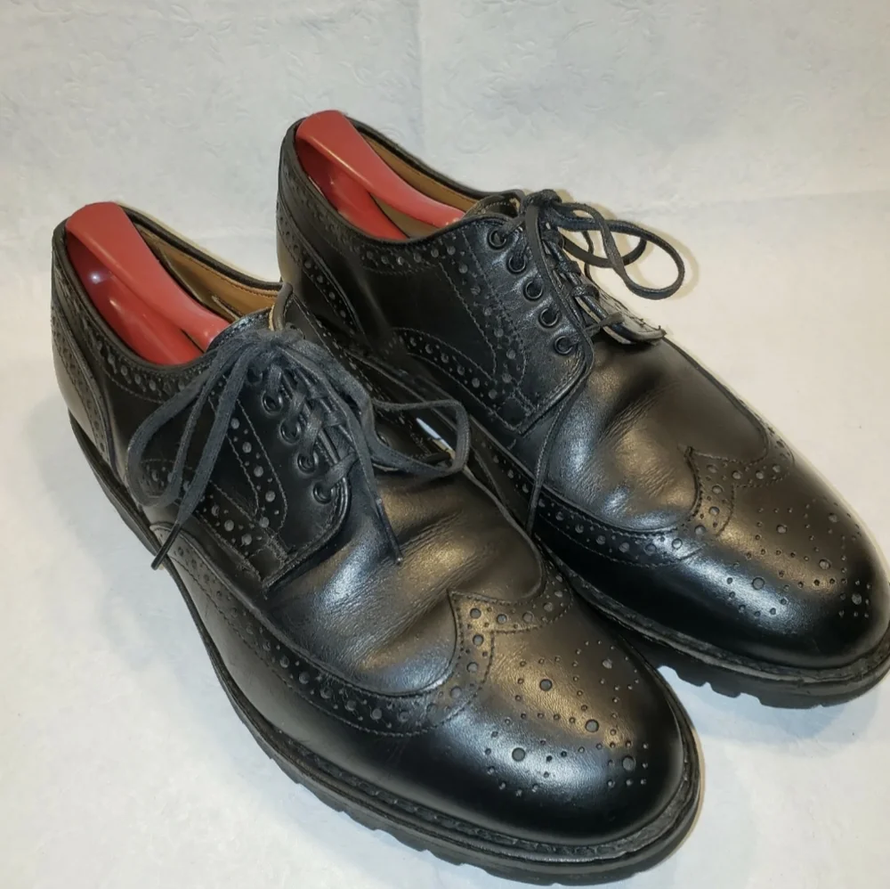 Allen Edmonds Black Leather Tate Wingtip Loafer Dress Shoes 10.5